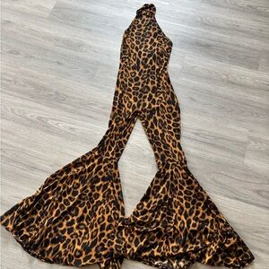 Leopard Print Flared Jumpsuit